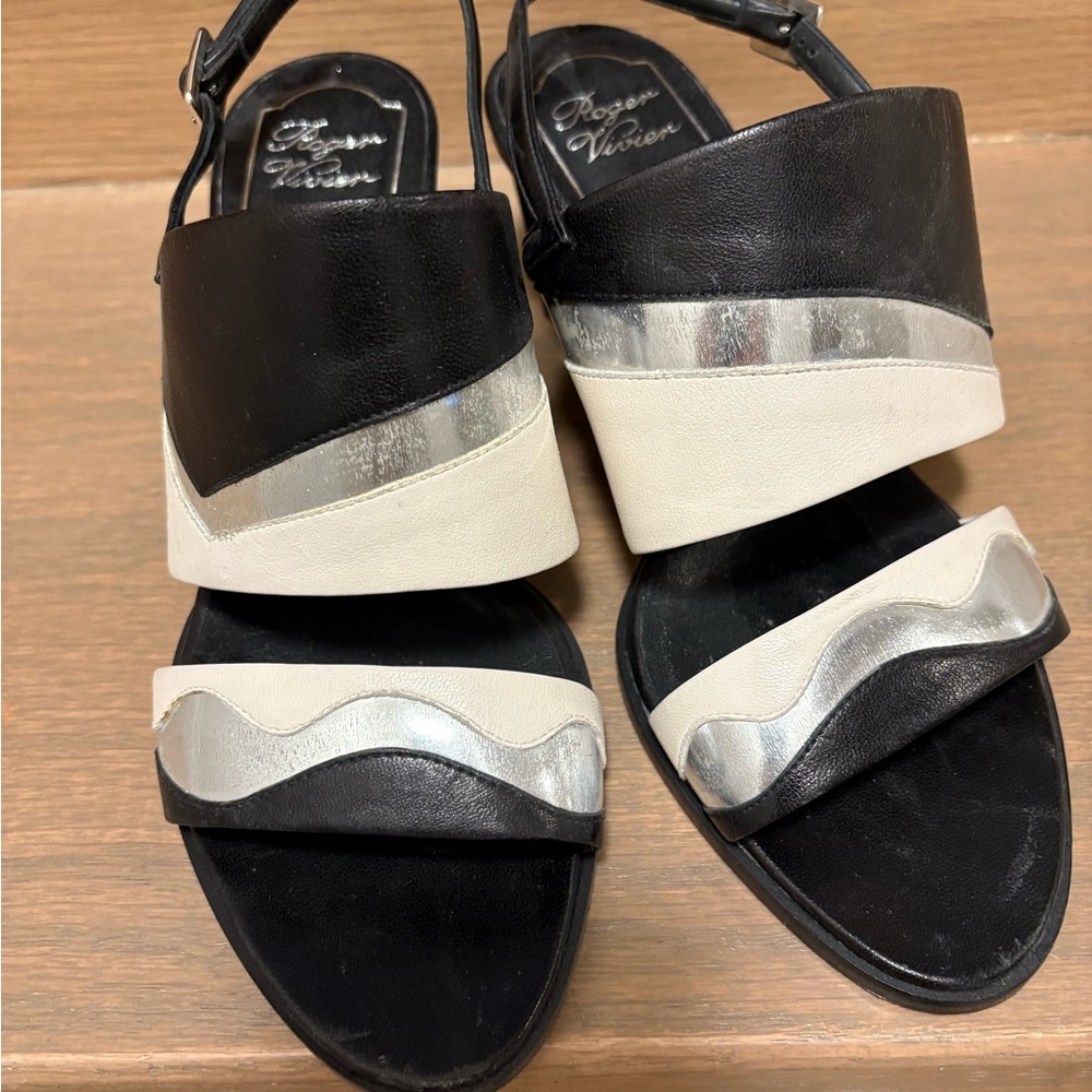 Roger Vivier Black and Silver Sandals